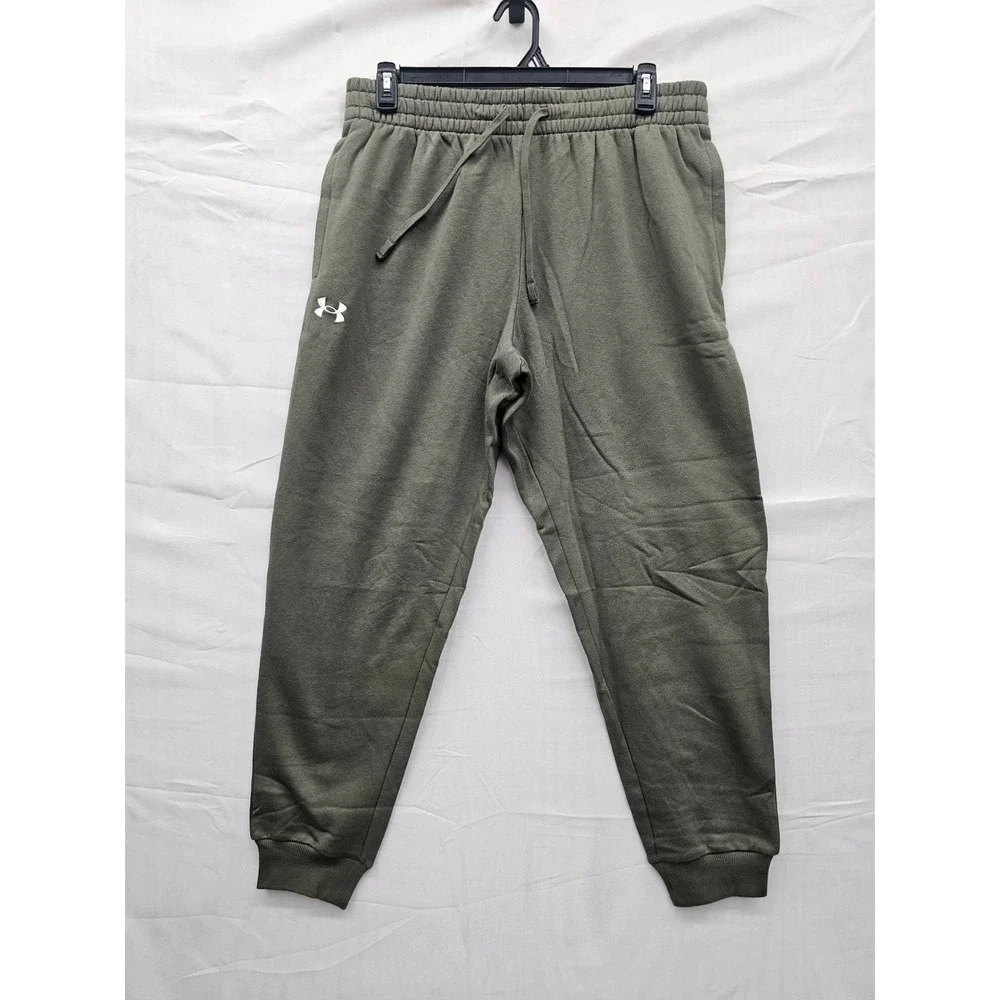 Under Armour Mens Rival Fleece Joggers Olive Green XL 1379774-390 New with Tags